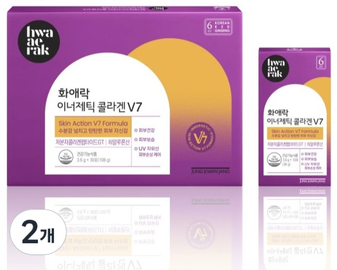 화애락 정품 이너제틱 콜라겐 V7 30p, 108g, 2개 - 쿠팡