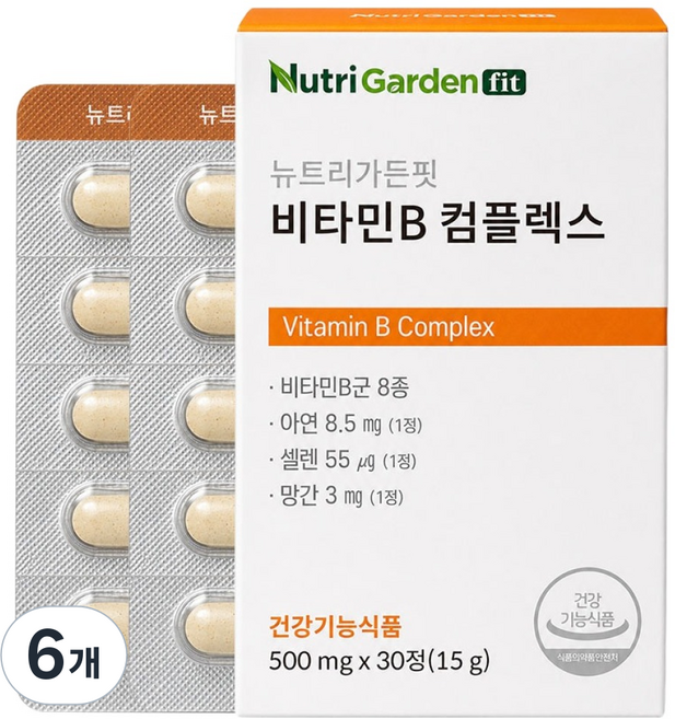 뉴트리가든 비타민B 컴플렉스 15g, 6개, 30정