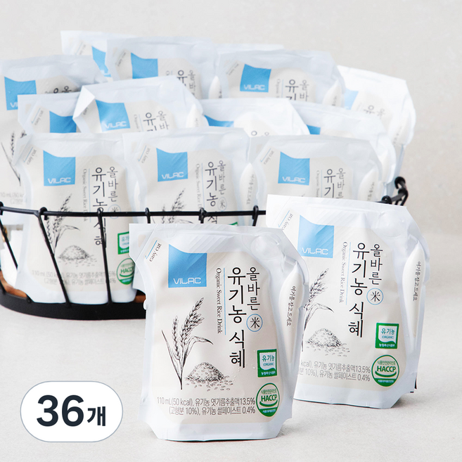 비락 올바른 유기농 식혜, 110ml, 36개