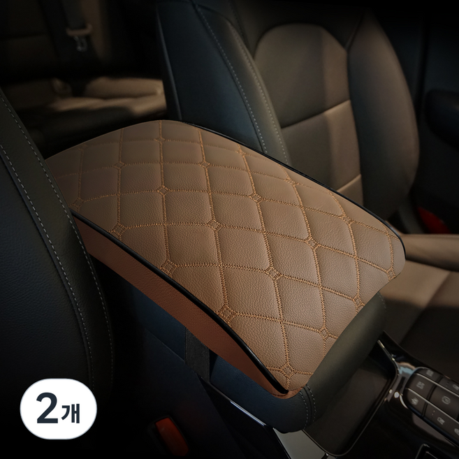 다온굿즈 스포티지 R 차량용 엣지 콘솔쿠션, 브라운, 2개