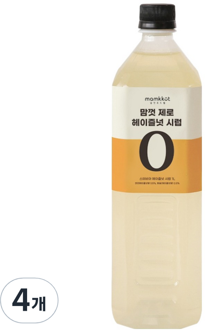 맘껏푸드랩 제로슈가시럽 스테비아 헤이즐넛, 4개, 1L