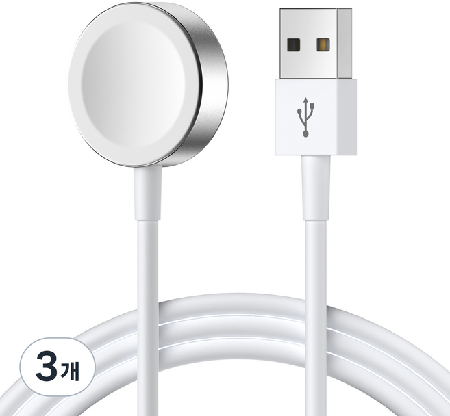 케이맥스 애플워치 전기종 호환 A타입 무선 충전기 1m, 3개, 화이트