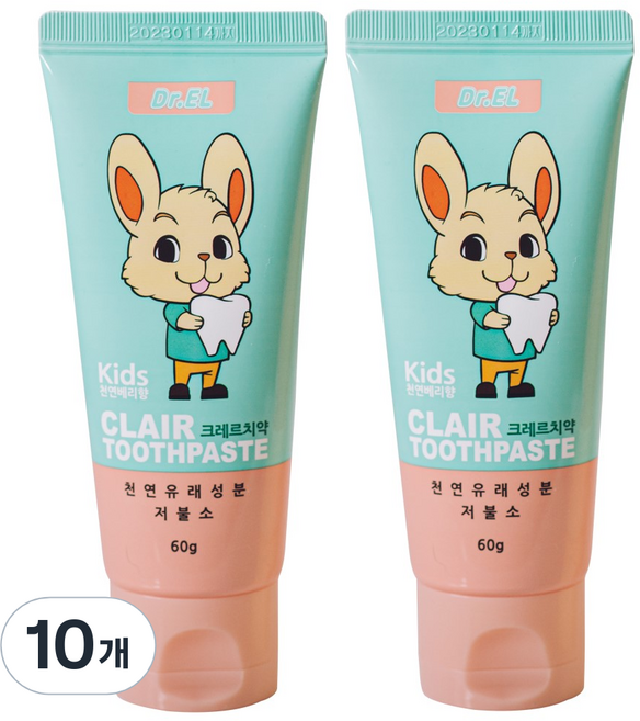 닥터이엘 키즈 28탁 크레르 저불소 치약, 60g, 10개