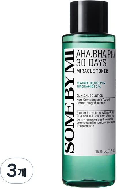 썸바이미 아하 바하 파하 30 데이즈 미라클 토너, 150ml, 3개 - 쿠팡