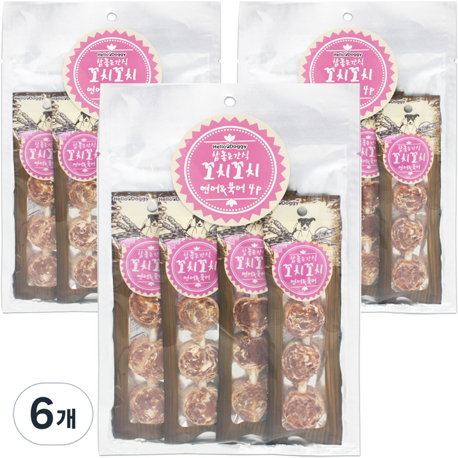 참좋은간식 꼬치꼬치 강아지 간식 4p, 연어 + 북어 혼합맛, 100g, 6개