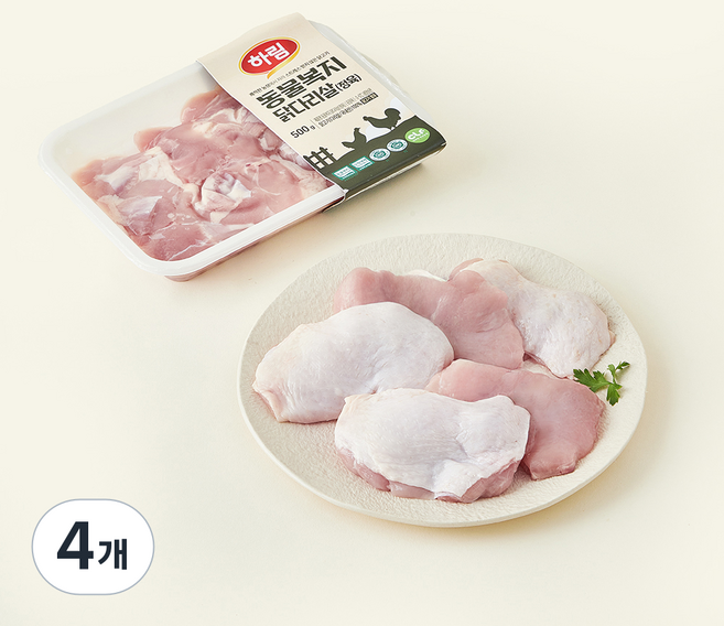 하림 동물복지 인증 닭다리살 (냉장), 500g, 4개