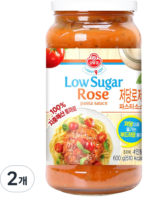 오뚜기 LIGHT&JOY 저당 로제 파스타소스, 600g, 2개