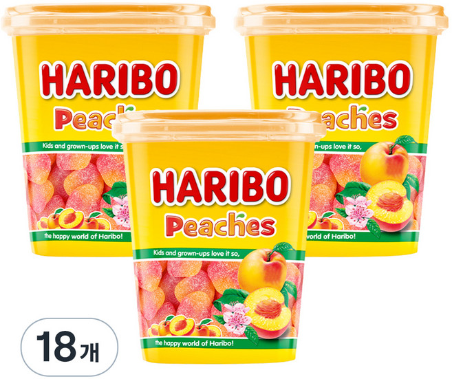 하리보 피치 컵 젤리, 175g, 18개