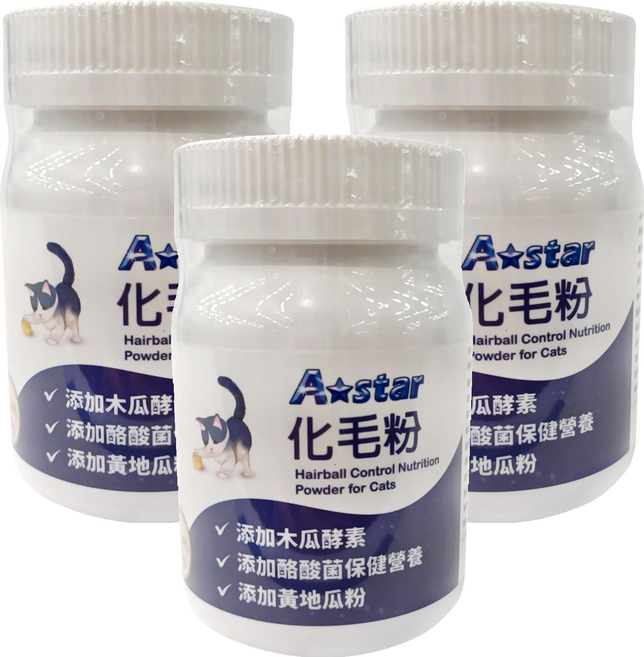 A star 貓用化毛粉 60g, 幫助化毛, 3罐