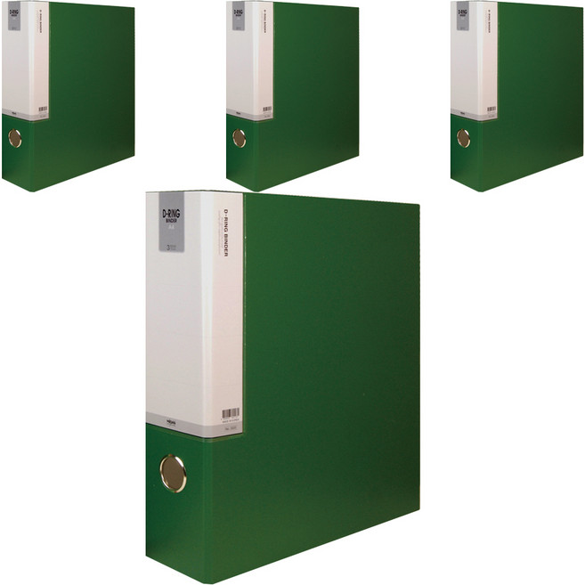 마이다스 D링 합지 바인더 파일 인덱스형 7cm 3공 A4, 녹색, 4개