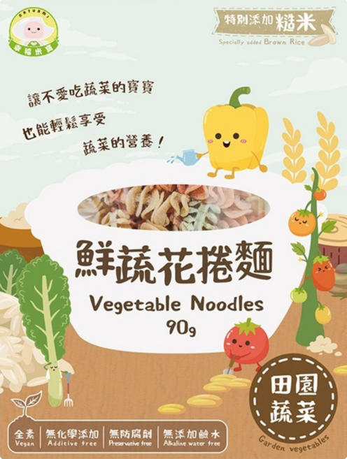 NATURMI 幸福米寶 鮮蔬花捲麵, 90g, 1個