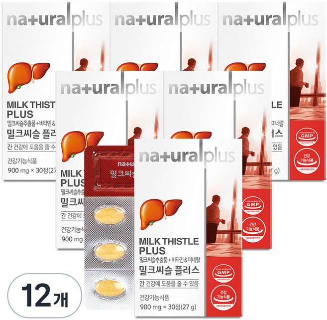 내츄럴플러스 밀크씨슬 플러스, 30정, 12개