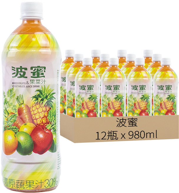 波蜜 果菜汁, 980ml, 12瓶