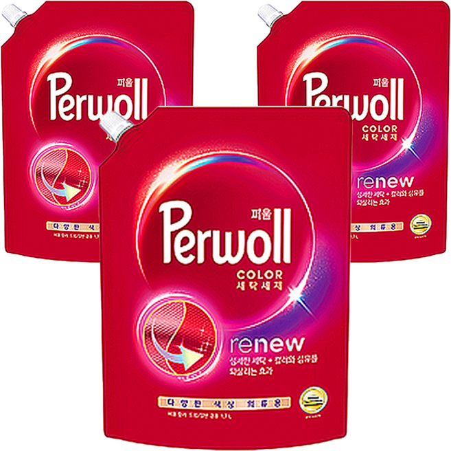 퍼울 컬러 세탁세제 리필, 1.7L, 3개