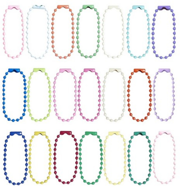 컬러군번줄 줄구술 볼체인 키링 10cm x 2.4mm 100p 세트, 랜덤발송, 1세트