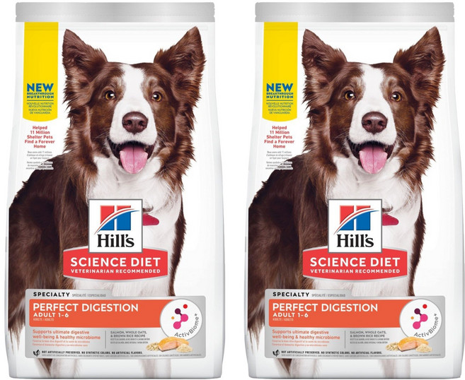 Hill's 希爾思 SCIENCE DIET 成犬 完美消化 顆粒, 鮭魚+全燕麥+糙米, 1.58kg, 2袋