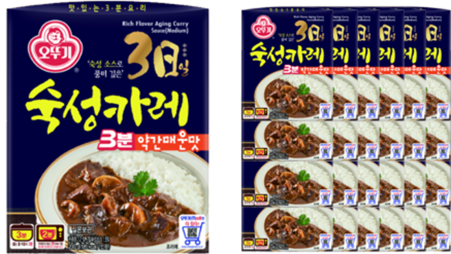 오뚜기 3분 3일숙성카레 약간매운맛, 200g, 24개