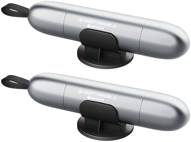 아이엠듀 자동차 비상 탈출용 망치 벨트 절단기 아이로켓, 2개, 실버