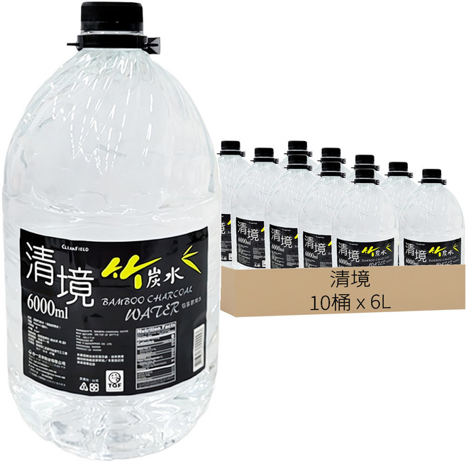 清境 竹炭水, 6L, 10桶
