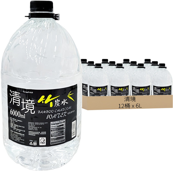 清境 竹炭水, 6L, 12桶