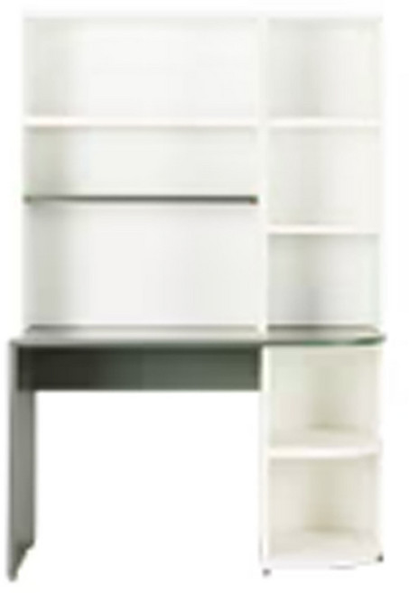 리바트 프레일 1200 전면책상 좌형 방문설치, 그린(상판) + 화이트(책장)