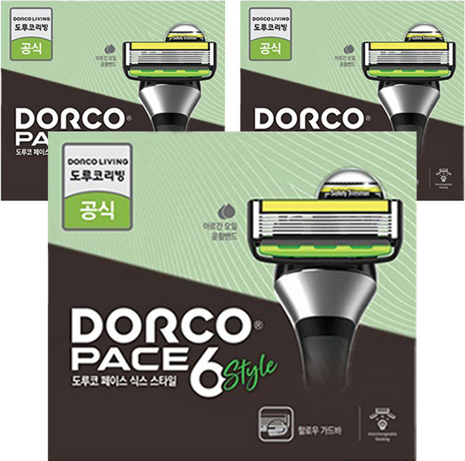 도루코 페이스 6 스타일 면도기, 면도기 + 면도날 10p, 3세트