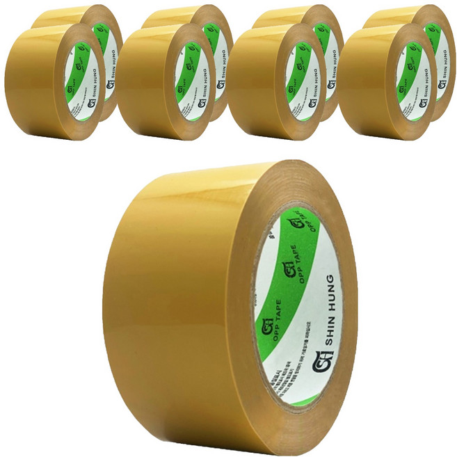 신흥테이프 경포장 박스 테이프 황색 57mic x 80m, 9개