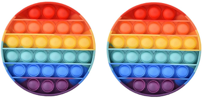 루아르모 푸쉬팝 팝잇 레인보우 버블 뽁뽁이 장난감 피젯토이 보드게임 촉감발달 완구 2p, 원형, 1세트