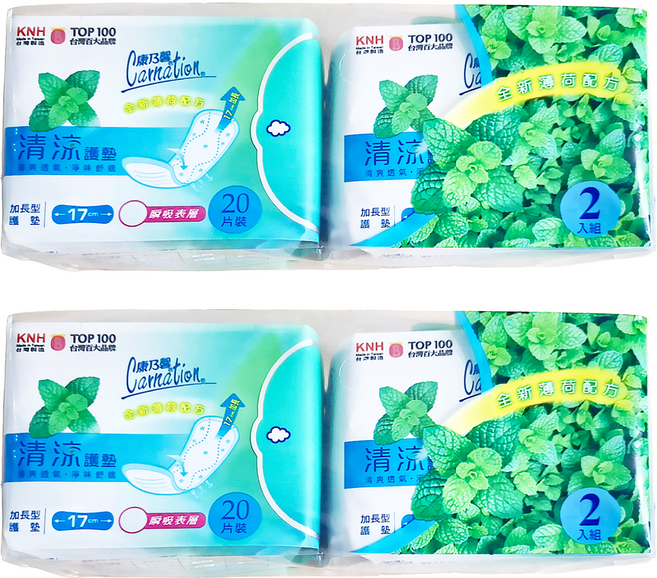 康乃馨 清涼護墊, 加長型(17cm), 40片, 2包