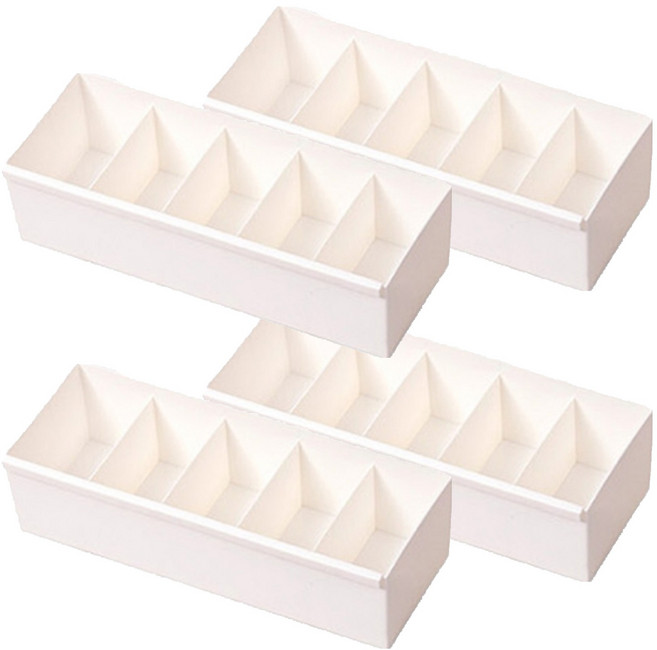 이즈리빙 칸칸칸 연결형 서랍정리 칸막이 속옷정리함 5칸, 아이보리, 4개