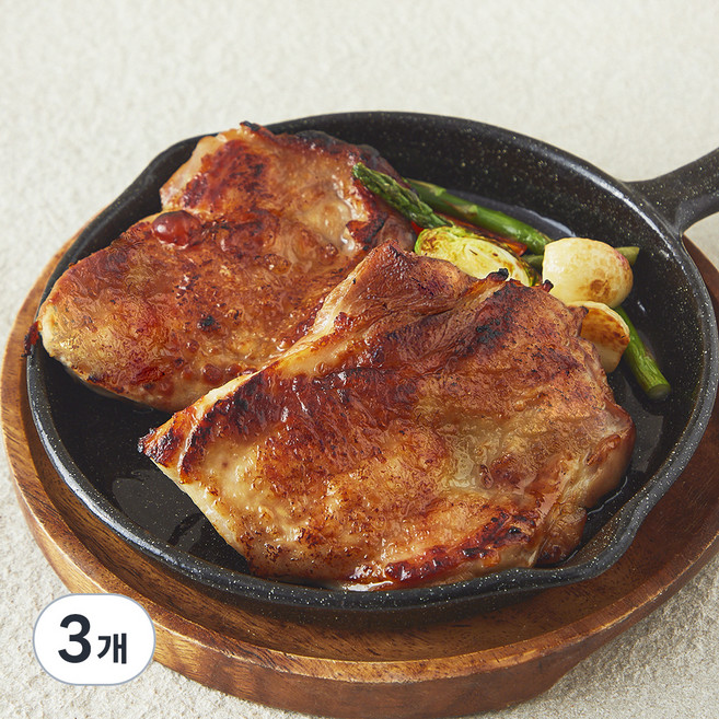 꾸브닝 도톰한 순살 넓적 치킨스테이크, 3개, 500g