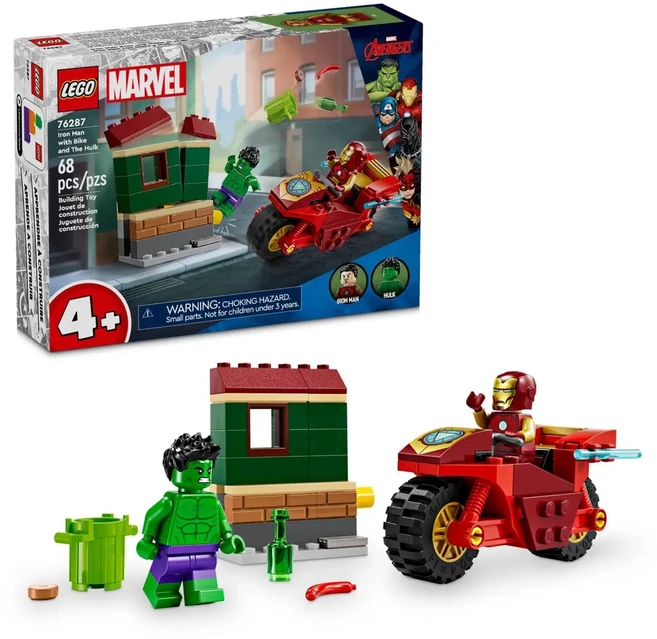 LEGO 76287 鋼鐵人與摩托車 + 浩克, 1盒