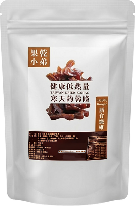 果乾小弟 寒天蒟蒻條 Q彈咀嚼力 增加飽足感 膳食纖維 高纖 全素可用 喝茶 喝酒必備 低熱量, 90g, 1包