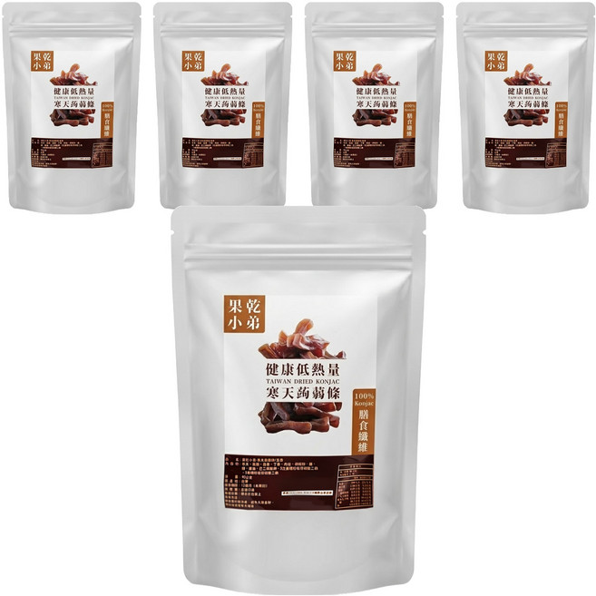 果乾小弟 寒天蒟蒻條 Q彈咀嚼力 增加飽足感 膳食纖維 高纖 全素可用 喝茶 喝酒必備 低熱量, 90g, 5包