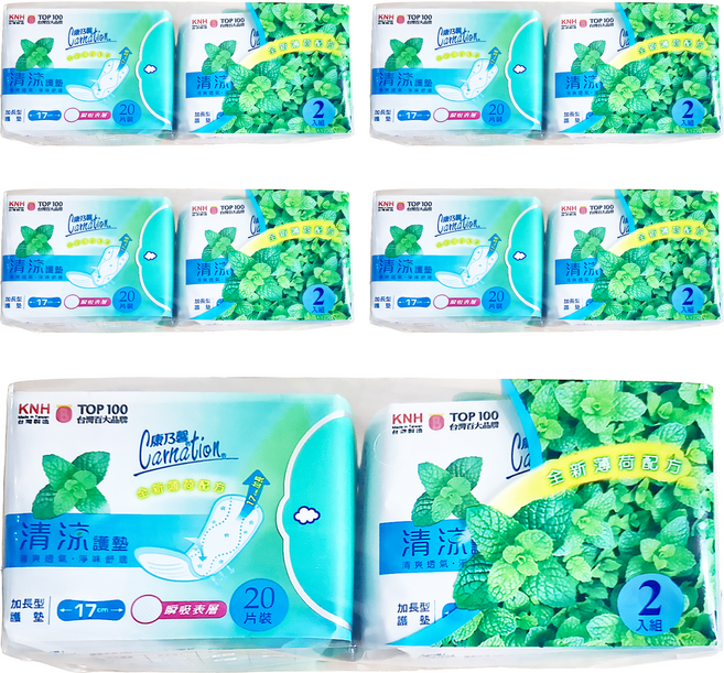 康乃馨 清涼護墊, 加長型(17cm), 40片, 5包