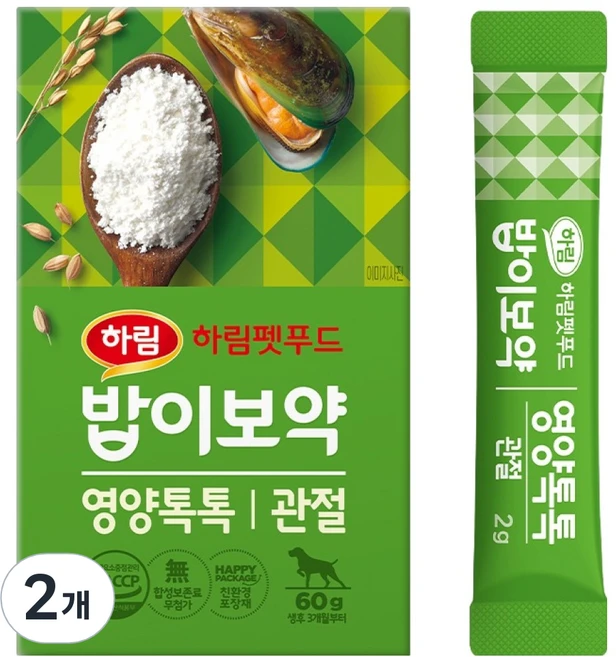 하림펫푸드밥이보약 반려동물 영양톡톡 영양제, 60g, 뼈/관절강화, 2개 - 쿠팡