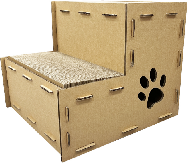 paipet 貓抓屋 瓦楞紙, 1個, 雙層階梯 卡其色