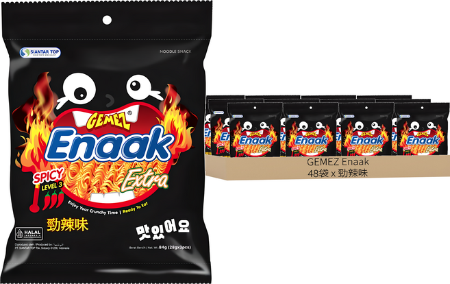 GEMEZ Enaak 韓式小雞麵 勁辣味, 84g, 48袋