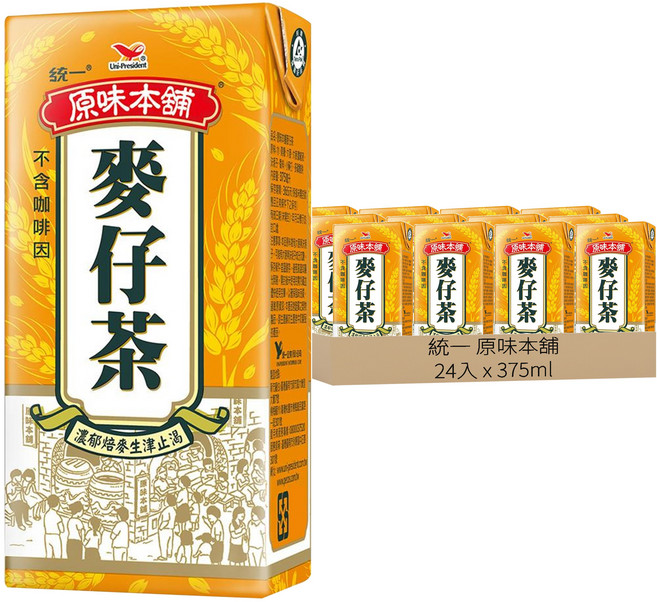 統一 原味本舖 麥仔茶, 375ml, 24入