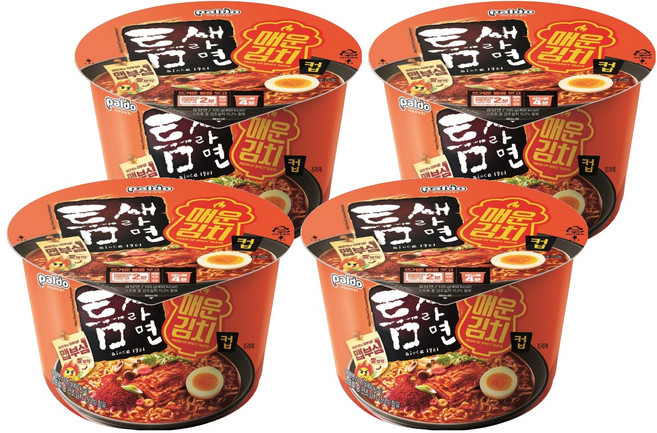 틈새라면 매운김치 컵 105g, 4개