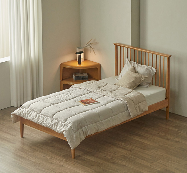 퍼니코 휴이 고무나무 원목침대 프레임 단품 방문설치, 레트로 오크