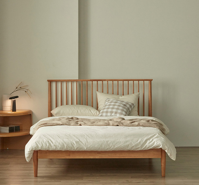 퍼니코 휴이 고무나무 원목침대 프레임 단품 방문설치, 레트로 오크