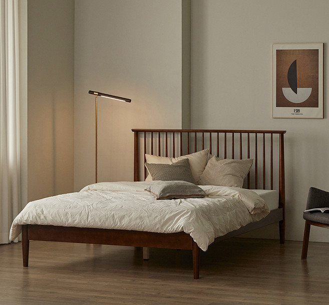 퍼니코 휴이 고무나무 원목침대 프레임 단품 방문설치, 클래식 월넛