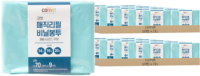 comet 250系列 垃圾袋 Magikan垃圾桶專用 9m x 70cm 無香, 21L, 20包