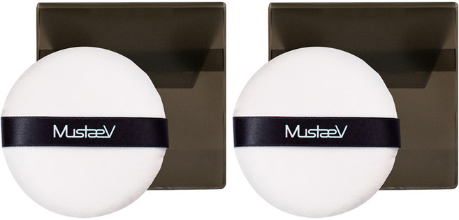 머스테브 고급 분첩 파우더 퍼프 대형, 화이트, 2개