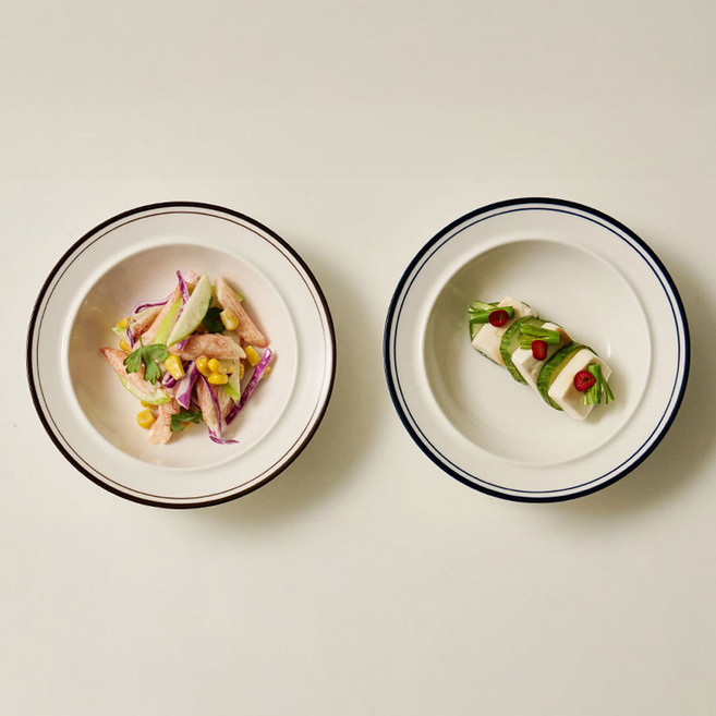 윤도자기 코지 찬기 중 2종 세트, 브라운, 블루, 1세트