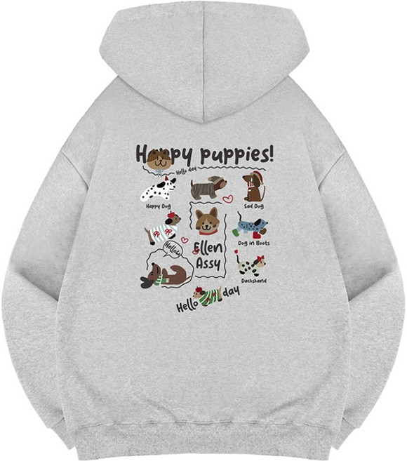 엘런아시 해피퍼피즈 오버핏 후드티