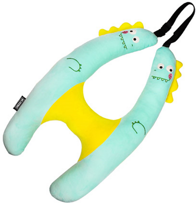 어반카 카툰 안전벨트 수면쿠션, 그린, 1개