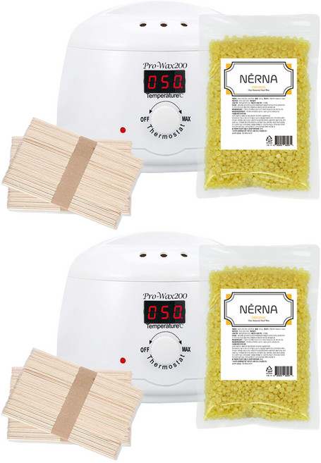 네르나 프로왁스200 워머기 + 하드왁스 오리지널 500g + 머큐리 스파츌라 대 100p 셀프왁싱세트, 2개