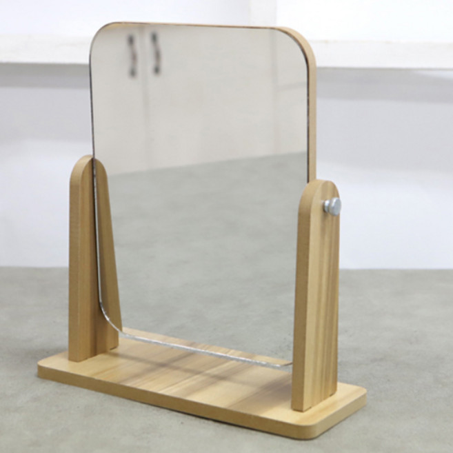 에이비엠코리아 우드 사각 탁상거울, 브라운